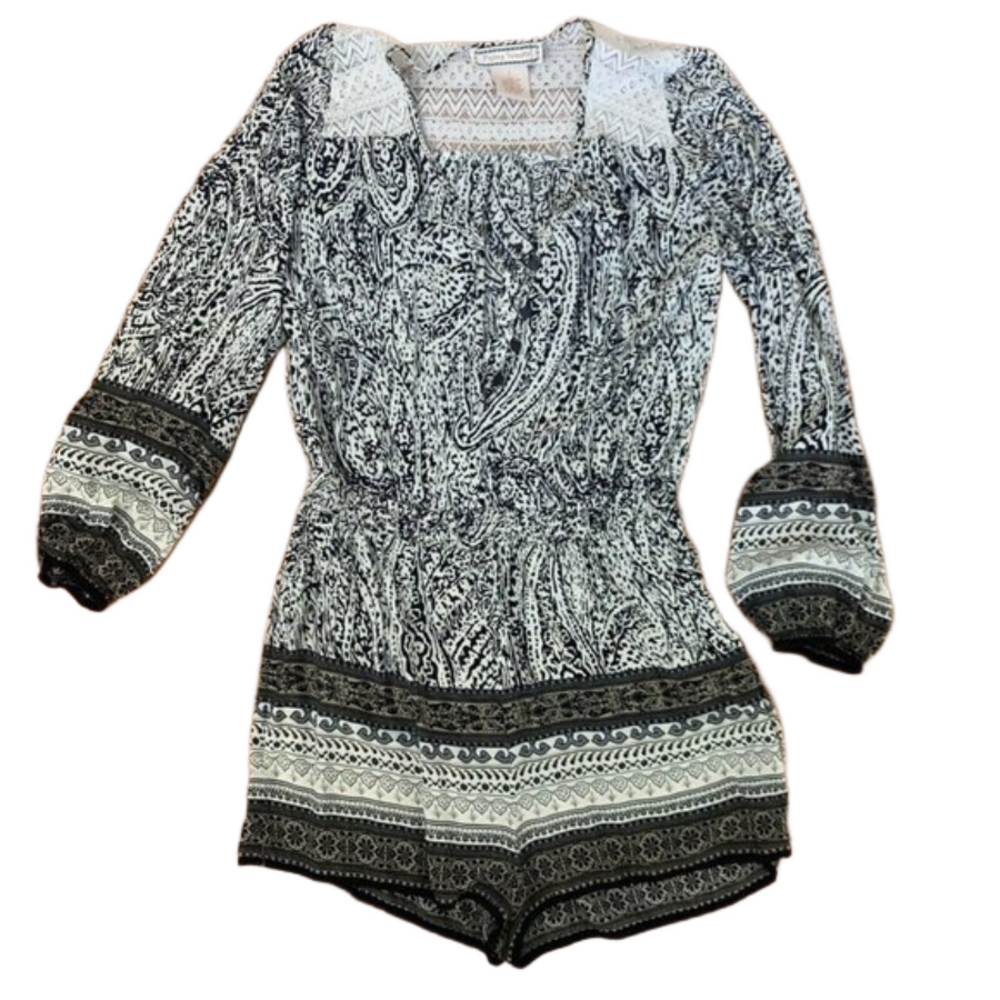FLYING Tomato romper SZ L - Black white Elastic waist Lace at collar